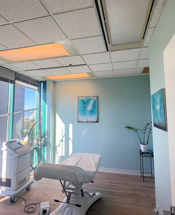 Bright treatment room at Pure Light Laser Clinic, Vancouver